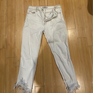 Adika White Jeans with Brown Stitching
